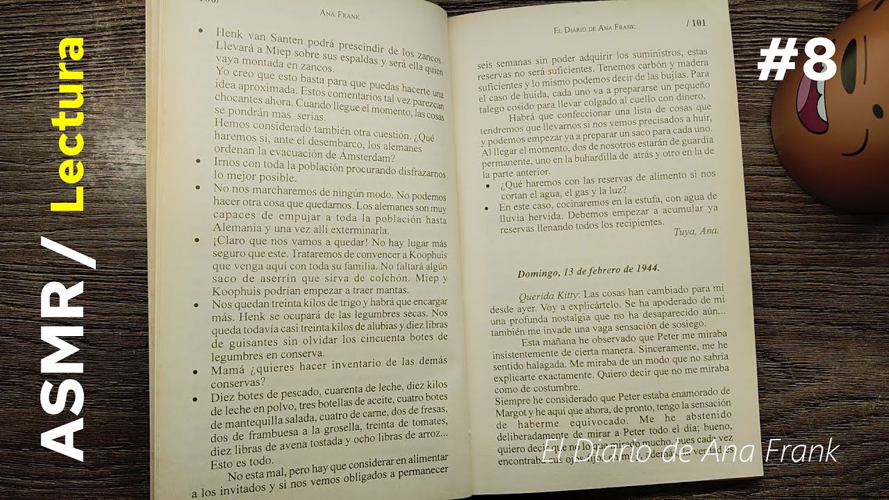 café ASMR / Lectura RELAJANTE. El Diario de Ana Frank. Octava Parte.