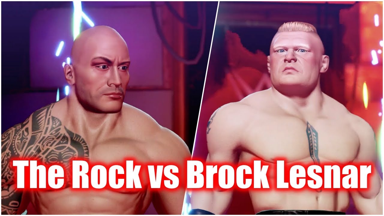 WWE 2K Battlegrounds - The Rock vs Brock Lesnar Gameplay video