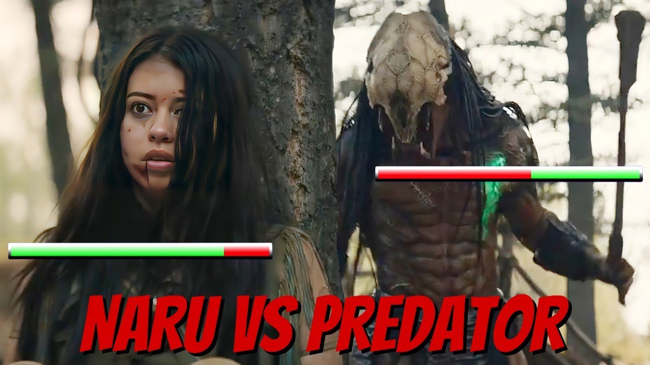 Prey 2022 finnal battle. Naru VS Predator with healthbars.