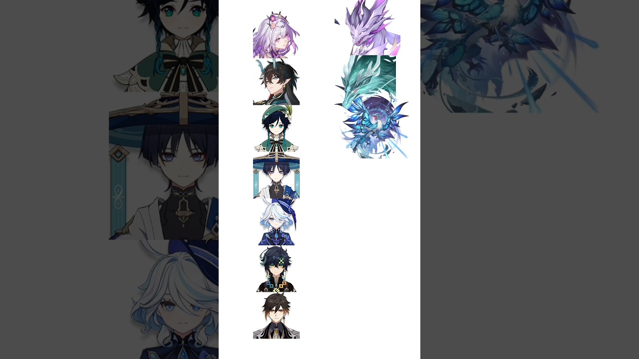 Hoyoverse Characters Who have a DRAGON #castorice #venti #zhongli #neuvillette #furina
