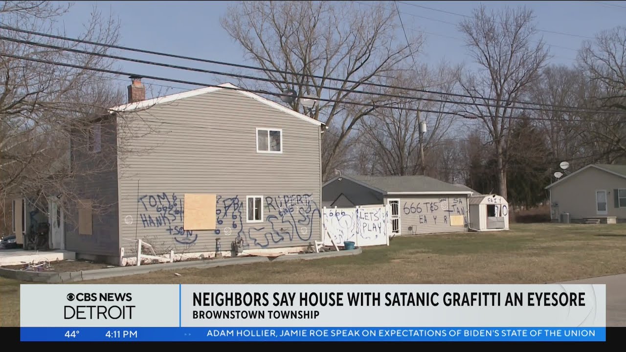 Neighbors say Brownstown house with Satanic graffiti is an eyesore