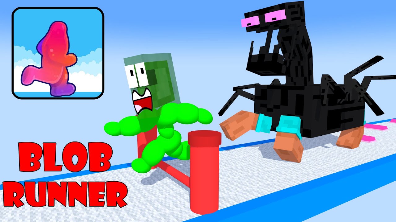 Minecraft Mobs : BLOB CLASH RUNNER 3D CHALLENGE - Minecraft Animation
