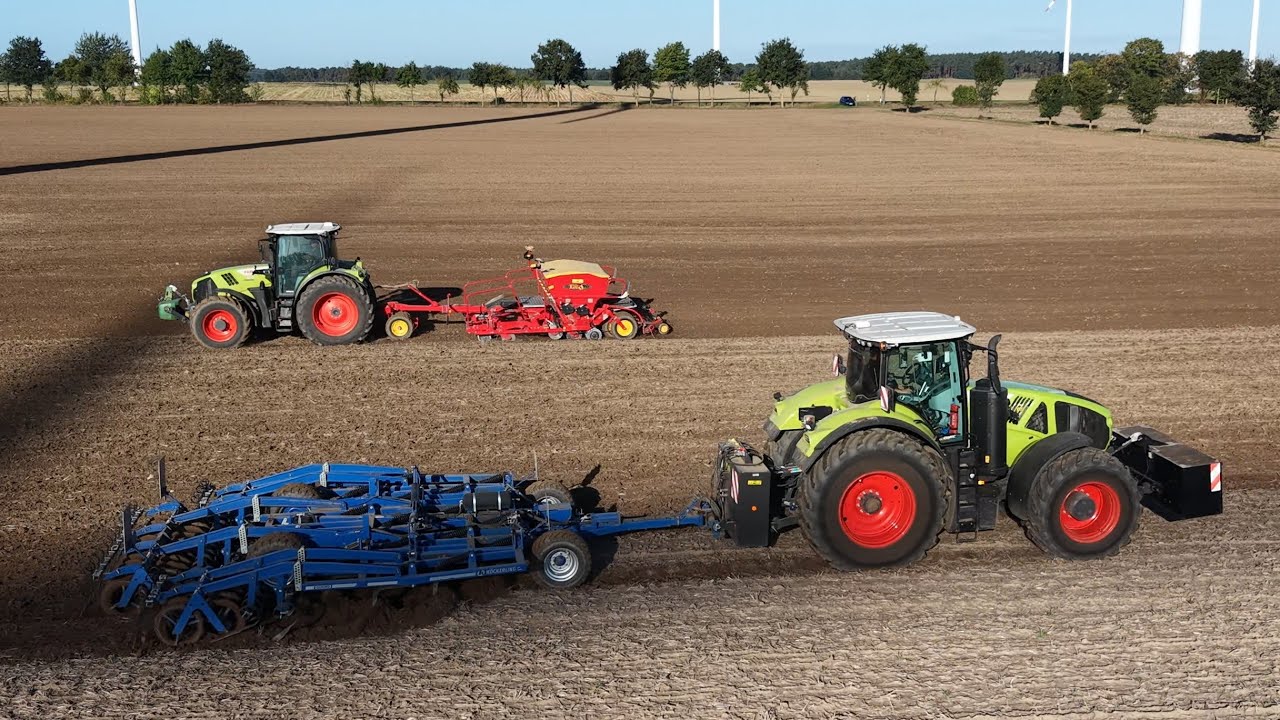 CLAAS AXION 930 с культиватором KÖCKERLING QUADRO и CLAAS ARION 660 с сеялкой VÄDERSTADT Rapit 30...
