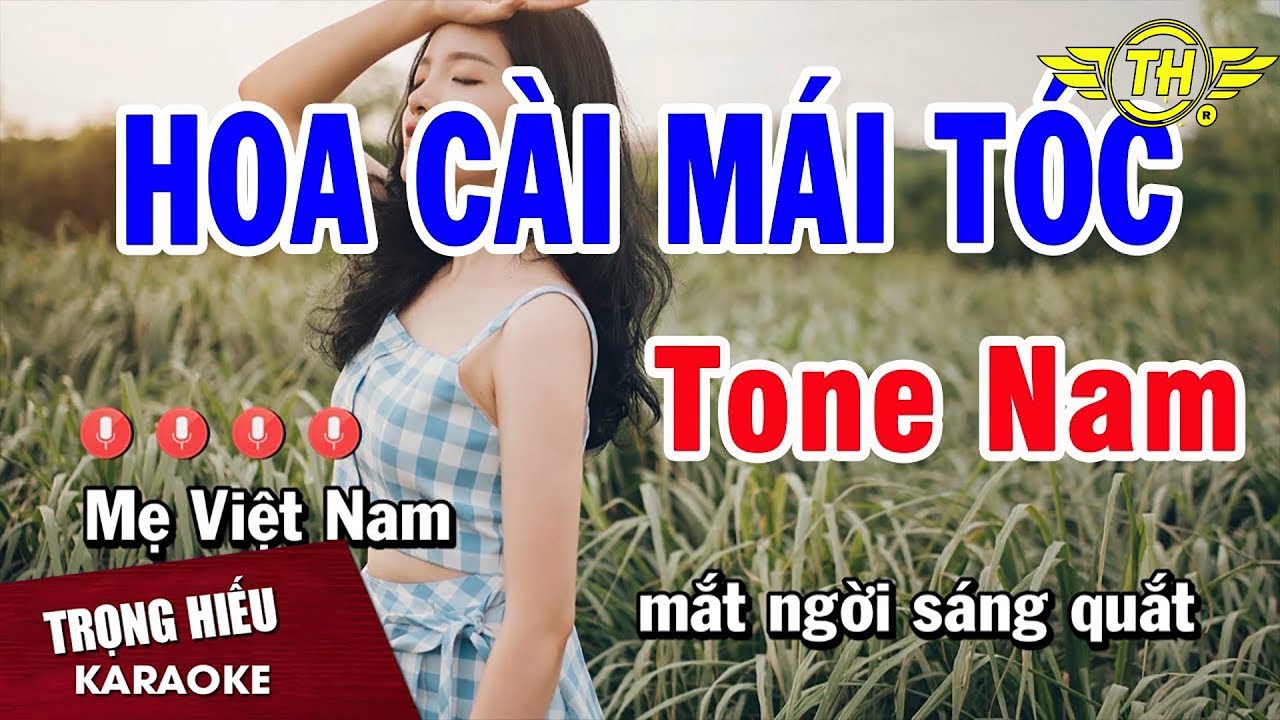 Karaoke Hoa C&agrave;i M&aacute;i T&oacute;c Tone Nam Nhạc Sống | Trọng Hiếu