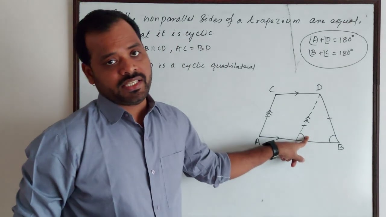 If the non parallel sides of a trapezium are equal, prove that it is cyclic.