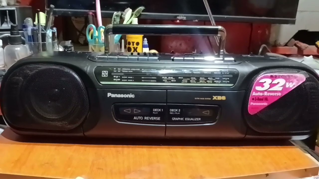 ( Sold )7288022810 Panasonic XBS RX-FT570 Equalizer stereo double Tape Recorder working FM Radio Aux
