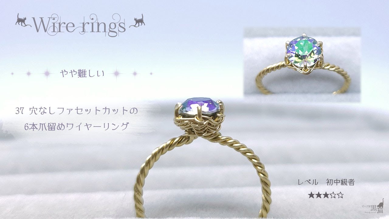 【やや難しい】37 穴なしファセットカット6本爪留めワイヤーリング