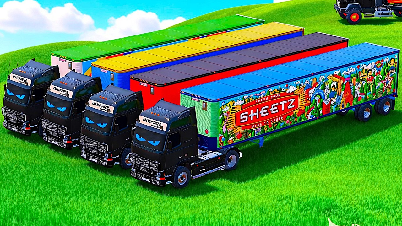 TRANSPORTING COLORFUL RAINBOW TRAILER TRUCKS   FARMING SIMULATOR 22