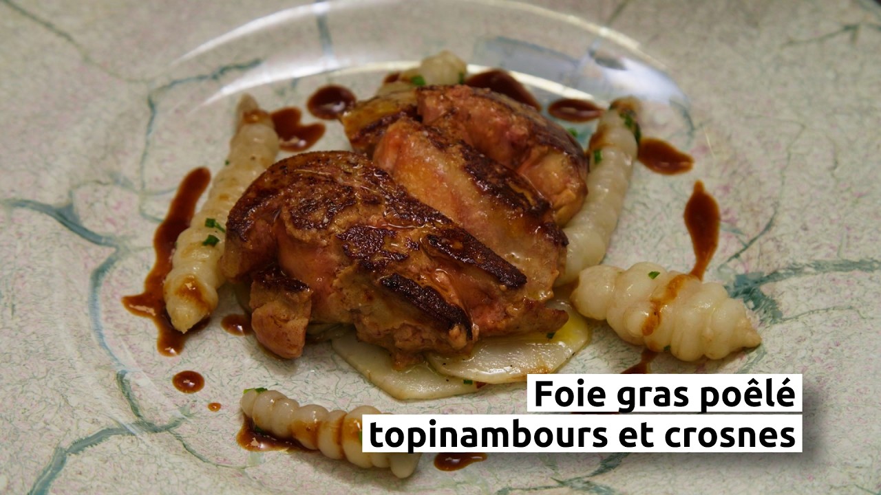 Foie gras poêlé aux topinambours et crosnes