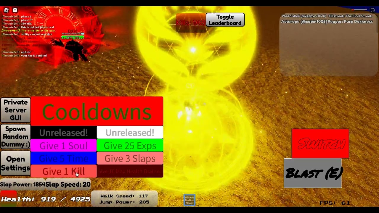 killstreak: the final streak showcase (slap battles combat)