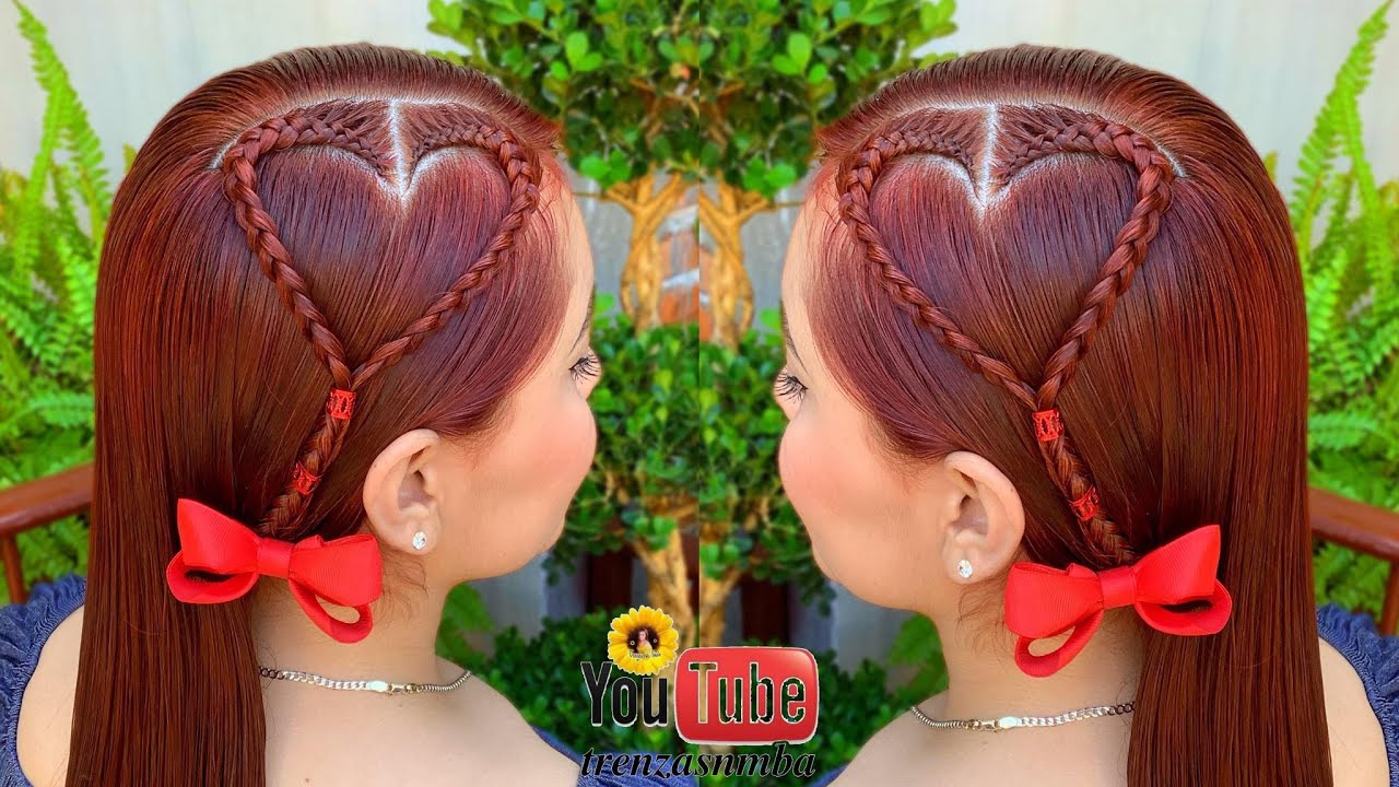 hermoso peinado con trenza corazón facil ❤️| peinado para día San Valentín
