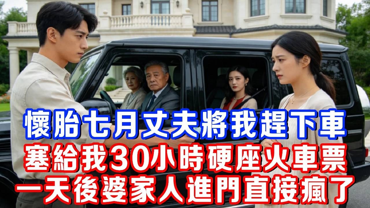 懷胎七月丈夫將我趕下車，塞給我一張30小時硬座火車票，載著公婆與小姑絕塵而去，一天後婆家人到家看見一幕瘋了！#書婷講故事 #為人處世#生活經驗#情感故事