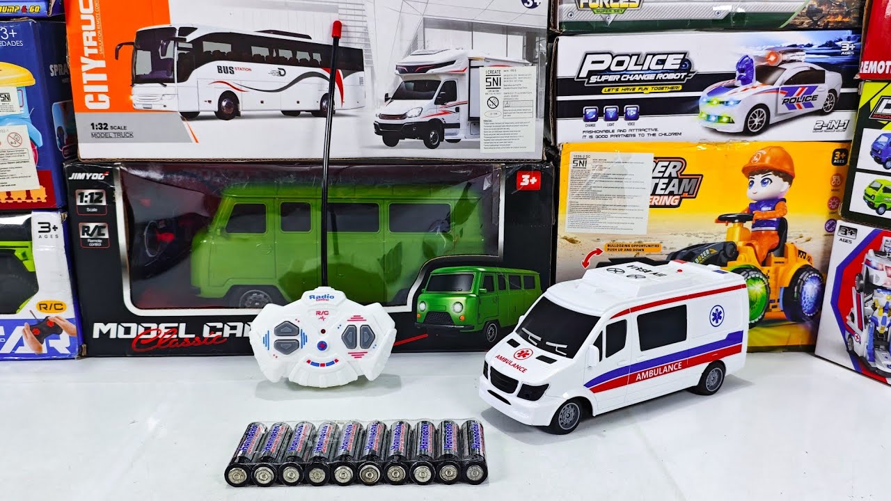 Unboxing RC Ambulance Emergency Car Scale 1:32, Rc Urban Pick Up Car, Jeep Gear Car, Elektric Dog