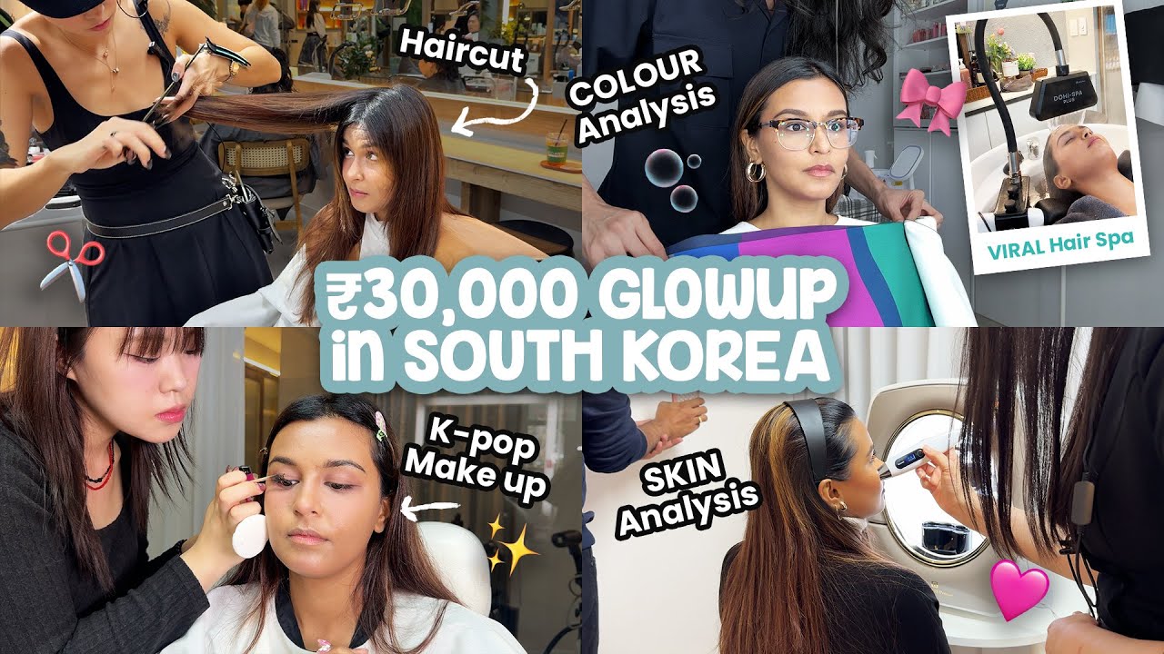 ₹30,000 MAKEOVER in South Korea✨ / Viral Hair Spa, Colour Analysis, Haircut & Makeup!