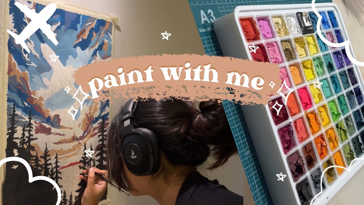 paint a cinematic sky scene with jelly gouache / paint with me 🤍🛩️