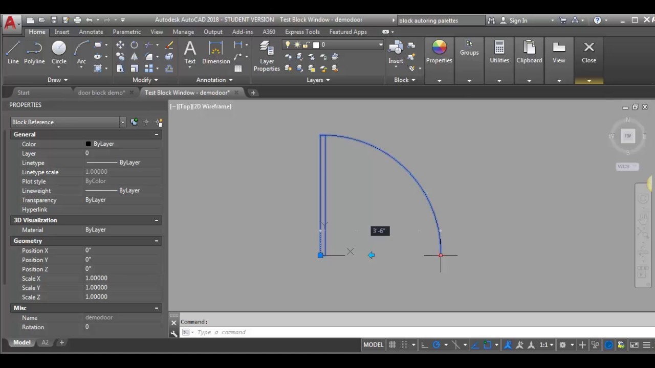 AutoCAD Demo - adding flip actions to scalable door block