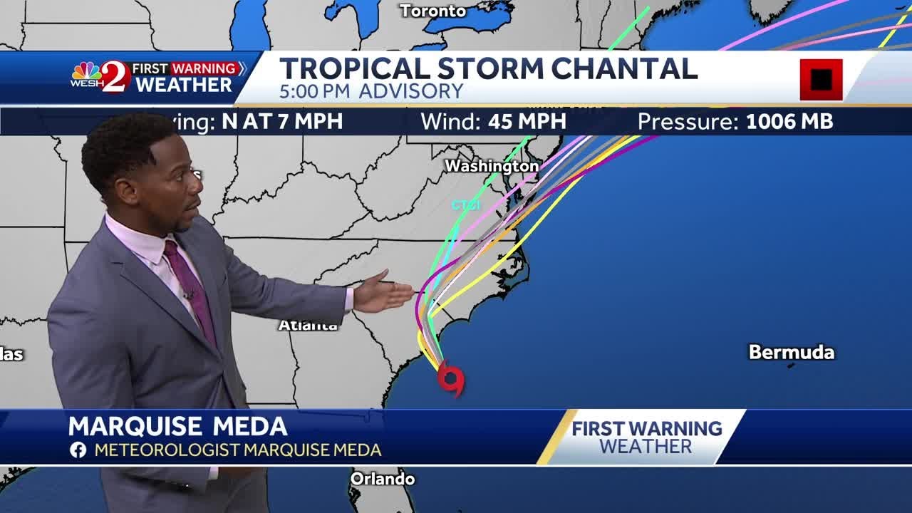 Tropical Storm Chantal Set To Make Landfall Overnight - Widespread Showers Continue This Weekend