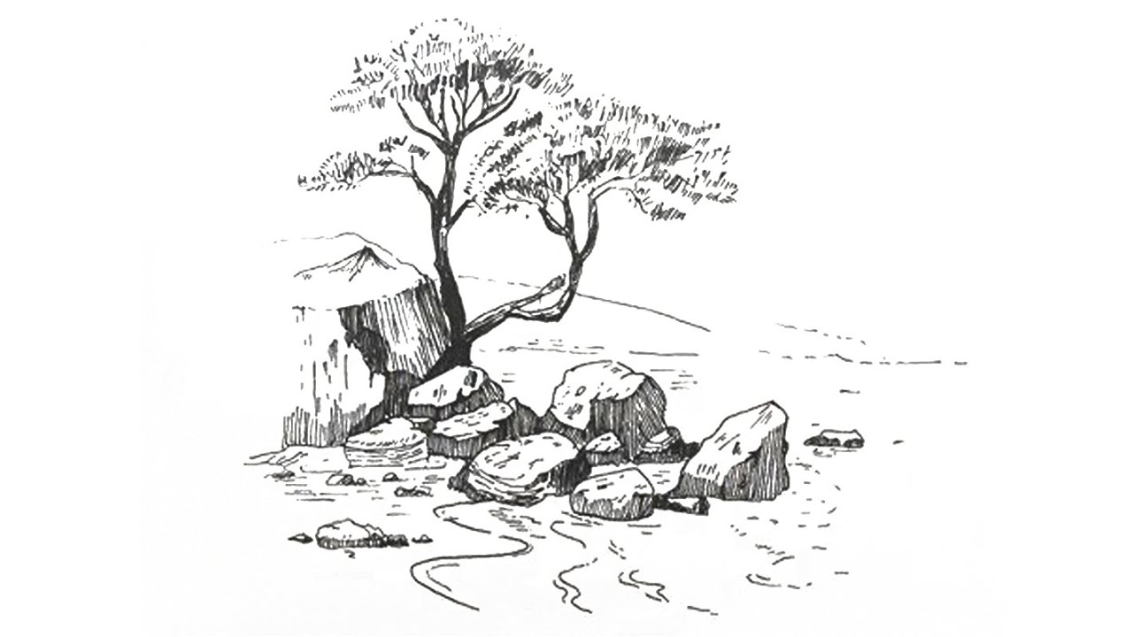 Pen & Fountain Pen Sketch Tutorial: Drawing a Sea Beach