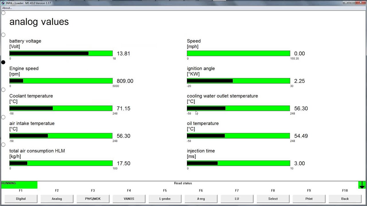 BMW 520i E39 M54B22 Wypadanie zapłonu INPA