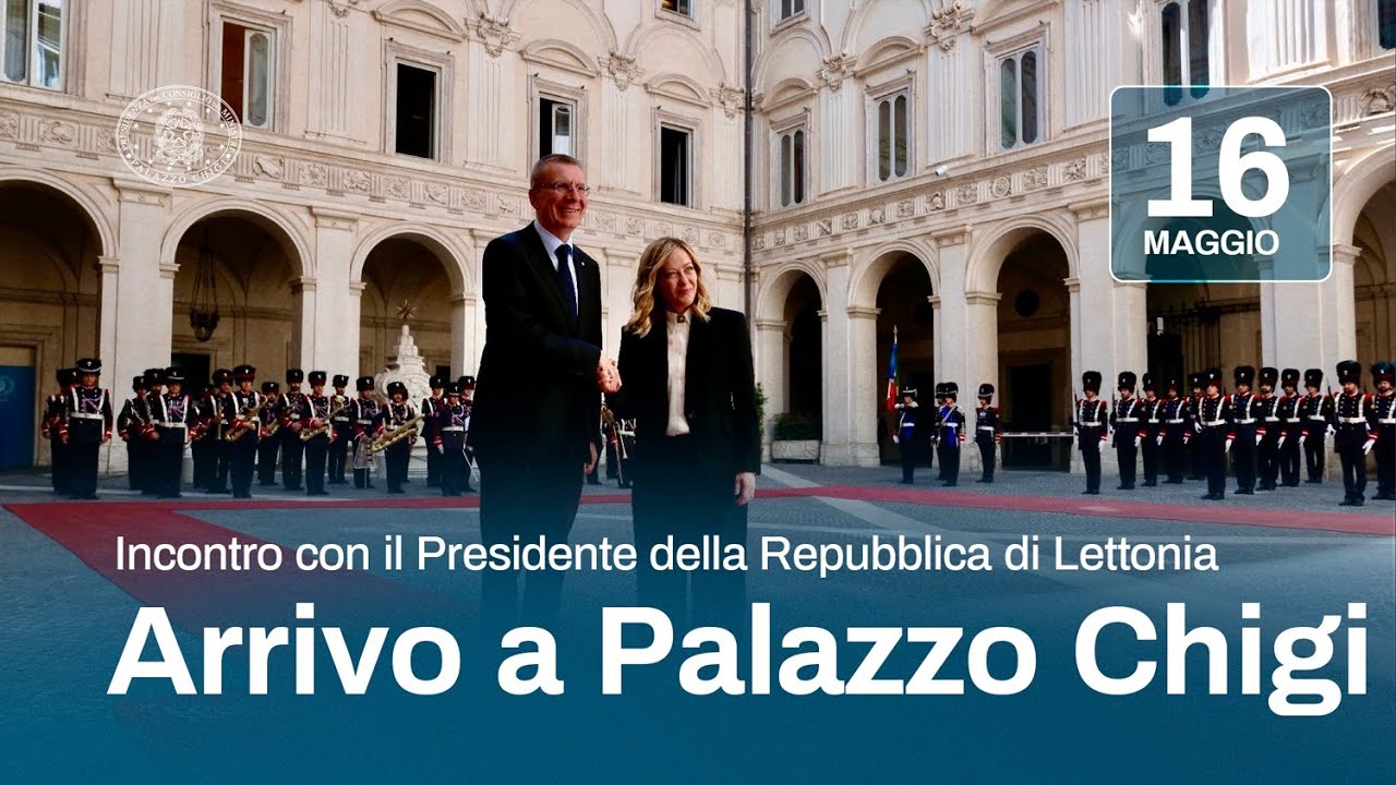 Incontro del Presidente Meloni con il Presidente della Repubblica di Lettonia Rinkēvičs