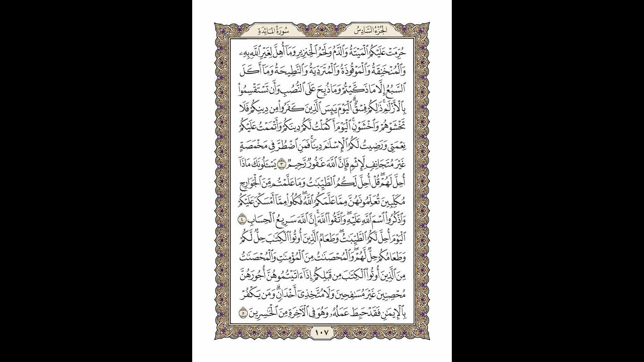 الوجه 107 من القرآن مكرر ١٠ مرات مع الآيات | سورة المائدة | الشيخ خليفة الطنيجي