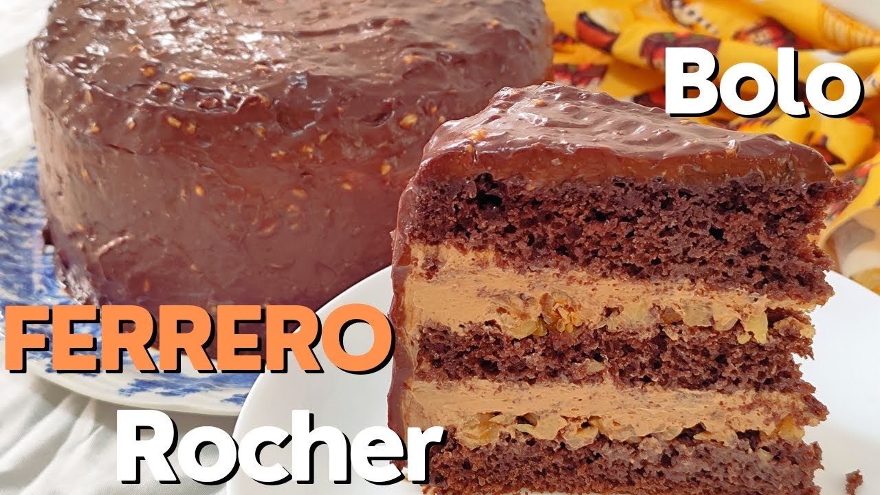 BOLO FERRERO ROCHER / MASSA FOFINHA E MOLHADINHA/ RECHEIO CREMOSO E ESTRUTURADO SEM USAR O FOGÃO