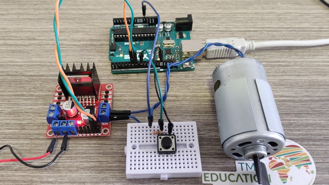 Controlling DC Motor Speed with Arduino using L298N Driver and PushButton | ezbutton() function