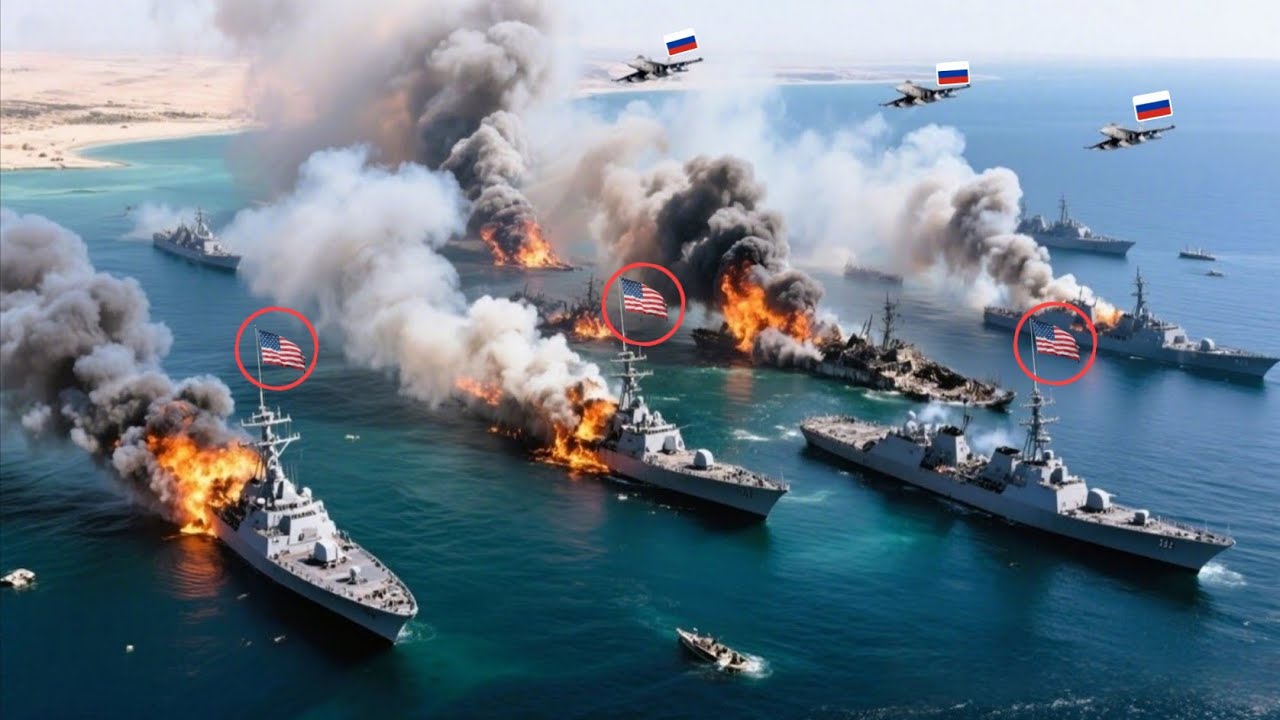 1 час назад! Три российских истребителя ЯК-141 успешно потопили многоцелевой военный корабль США