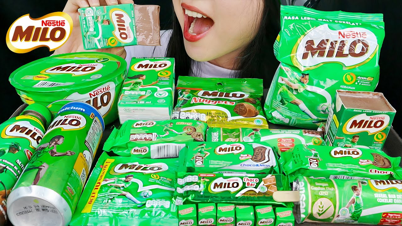 ASMR MILO PARTY (ALL VARIANT) MILO ICE CREAM, MILO PUDDING, MILO NUGGETS, CUBE, COOKIES, CHOCO BAR 🍫