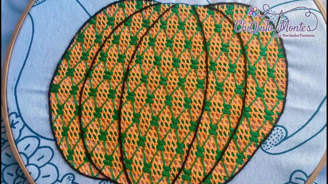 Bordado Fantasía Calabaza 2 / Hand Embroidery Pumpkin 🎃 with Fantasy Stitch