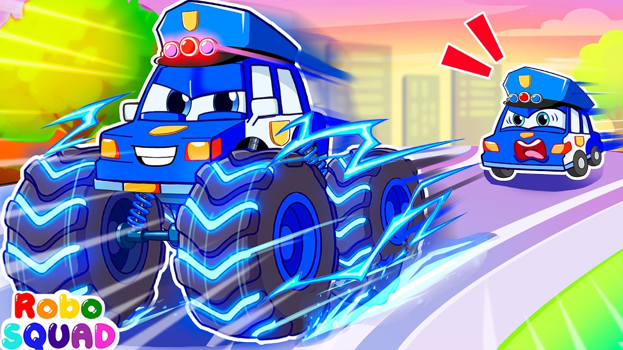 Wee-Woo! Police Car to the Rescue! 🚓 Rescue Vehicle Song | Car Challenge | Robosquad Nursery Rhymes