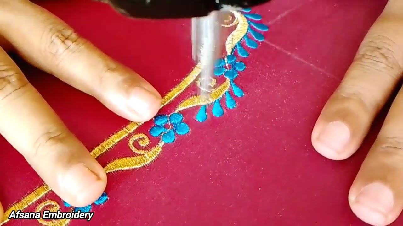 Thread Work Embroidery Blouse Neck Designs | Simple Machine Embroidery