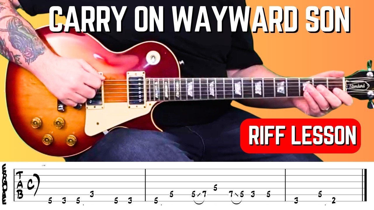 Carry On Wayward Son Guitar Riff Tutorial | Kansas | Easy Electric Lesson + Free Tabs