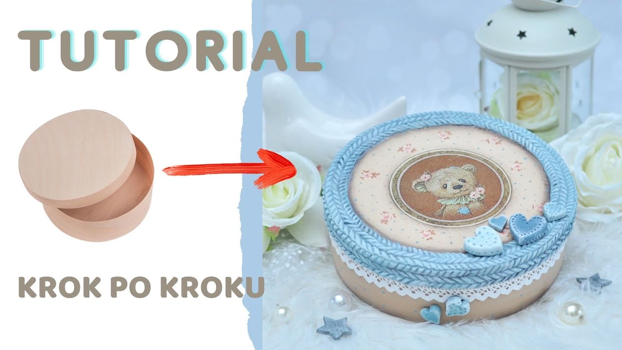 Decoupage sweterkowe pudełko z misiem - DIY tutorial