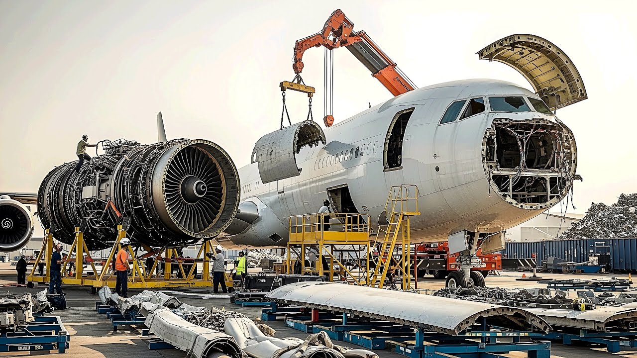 Inside a Modern Aircraft Recycling Yard - Dismantling Jumbo Jets for Parts