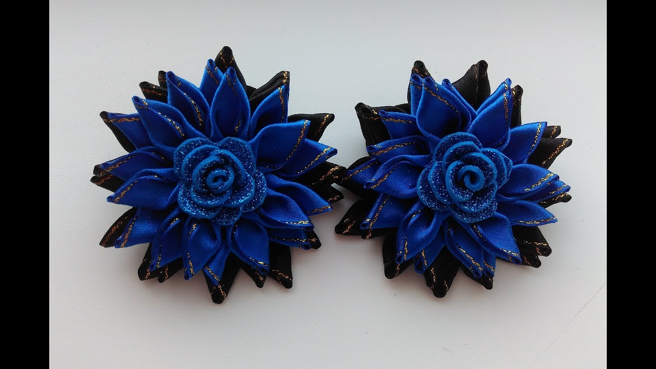 Нарядные школьные бантики из атласных лент 2,5см.МК Канзаши / School fancy ribbon bows 2.5 cm. MK