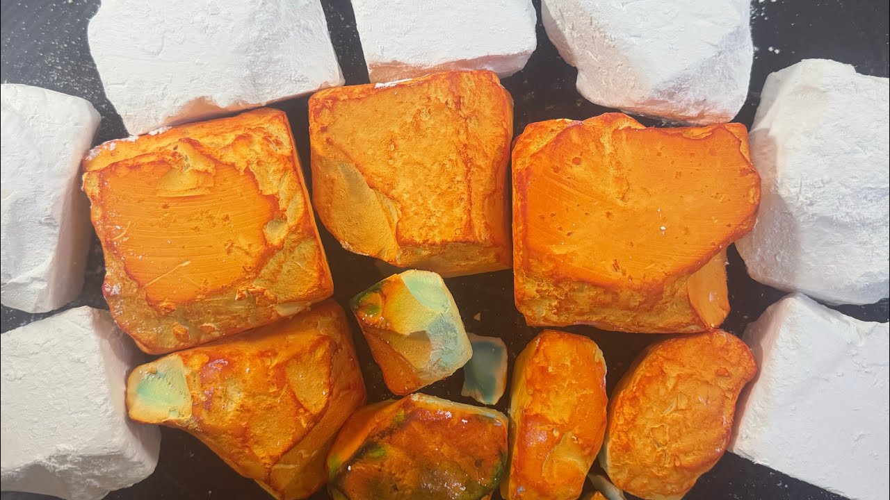 Green Orange JUMBO Boulders | Oddly Satisfying | Gym Chalk ASMR 