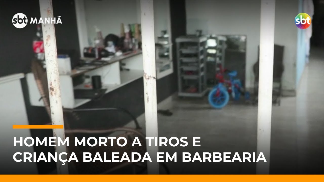 Homem &eacute; morto a tiros em barbearia; filho de 3 anos tamb&eacute;m foi baleado | #SBTManh&atilde;