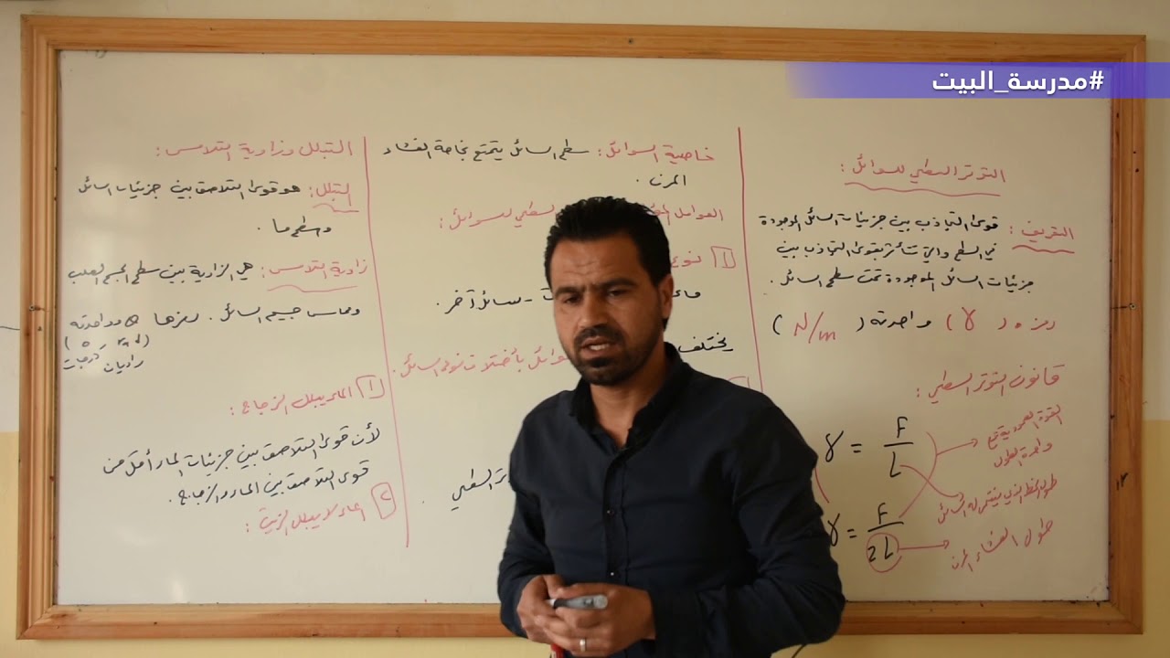 الصف  10  الفيزياء   الوحدة  2   التوتر السطحي للسوائل