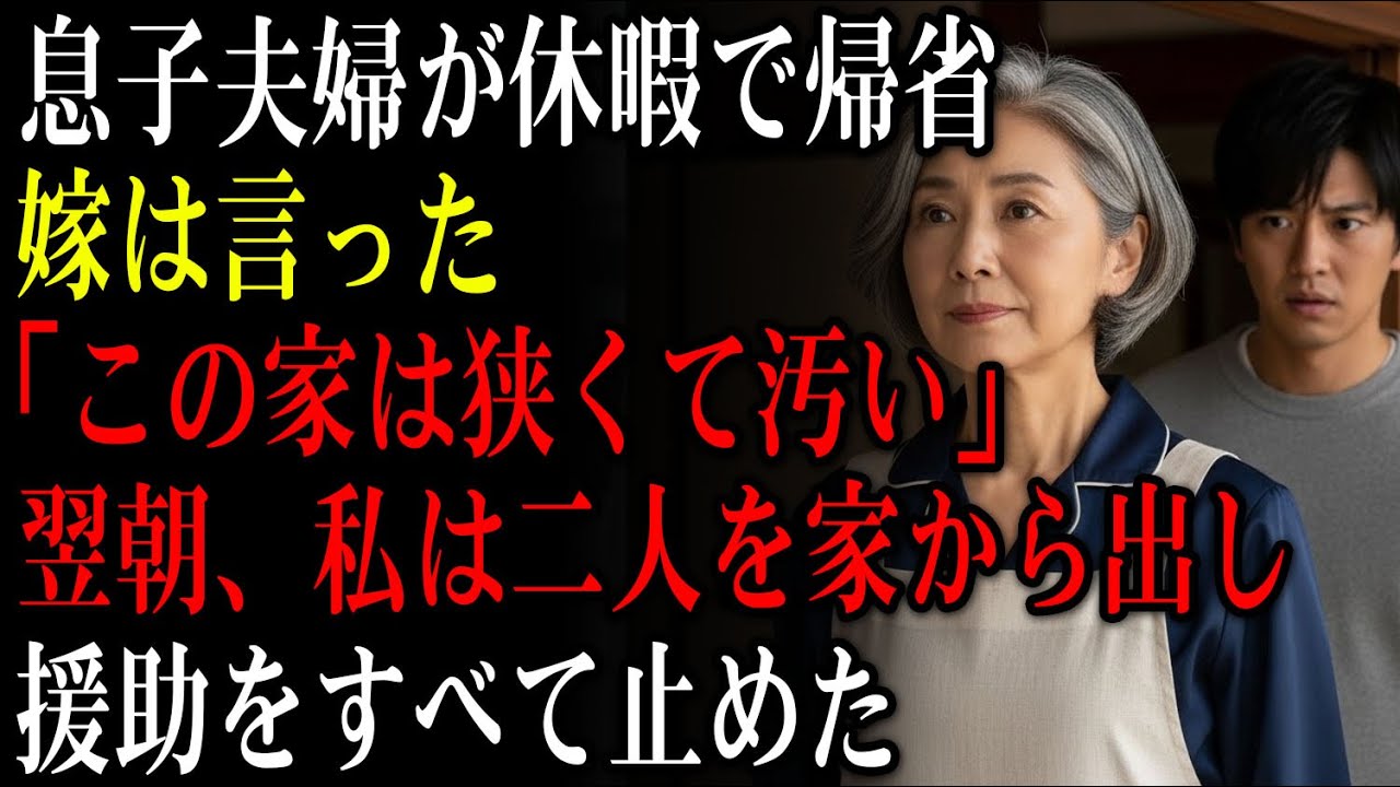 息子夫婦が休暇で私の家に来たが、嫁に「この家は狭くて汚い」「もう二度と来ない」と言い放たれ、翌朝私は二人を家から出し、合鍵を回収し、生活費の援助を止めた【静かな復讐】【家族の裏切り】