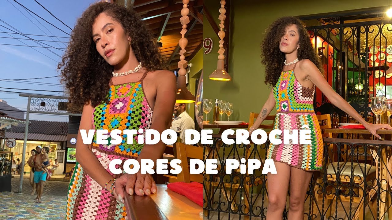 Como fazer vestido colorido de crochê| Vestido Cores de Pipa (@FiosPingouin )