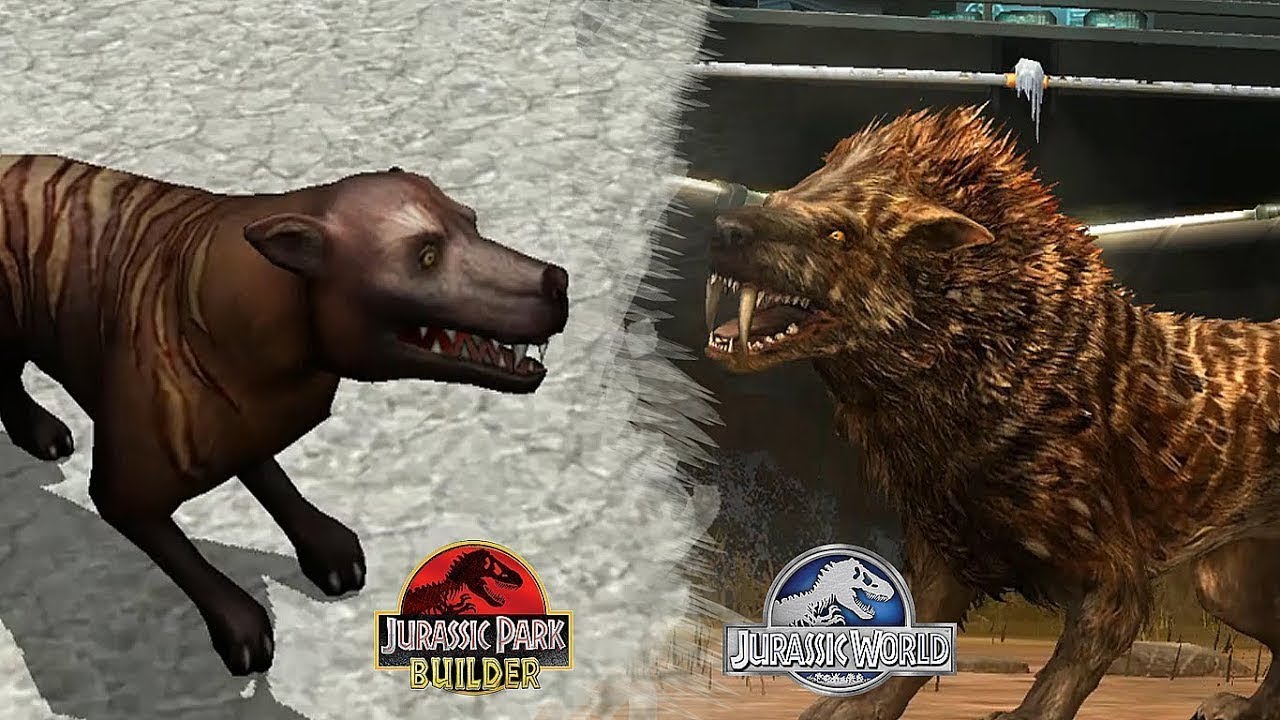HYAENODON - GLACIER TOURNAMENT || JURASSIC PARK BUILDER VS JURASSIC WORLD THE GAME