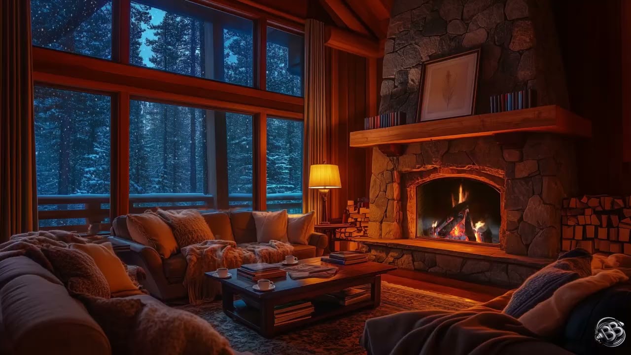 3 Hours Relaxing Piano for Deep Sleep, Study and Meditation 🔥 Cozy Fireplace in a Snowy Cabin❄️