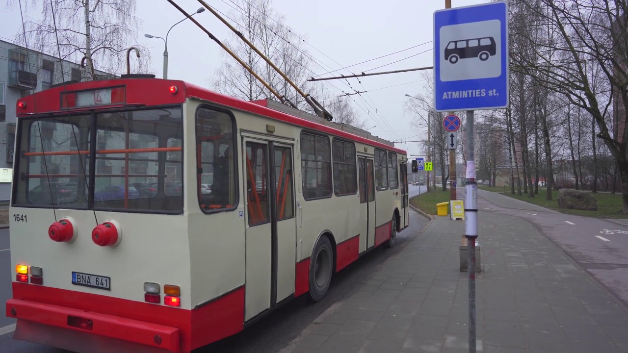 Lithuania, Vilnius, trolleybus 14 ride from Vingis to Atminties st.