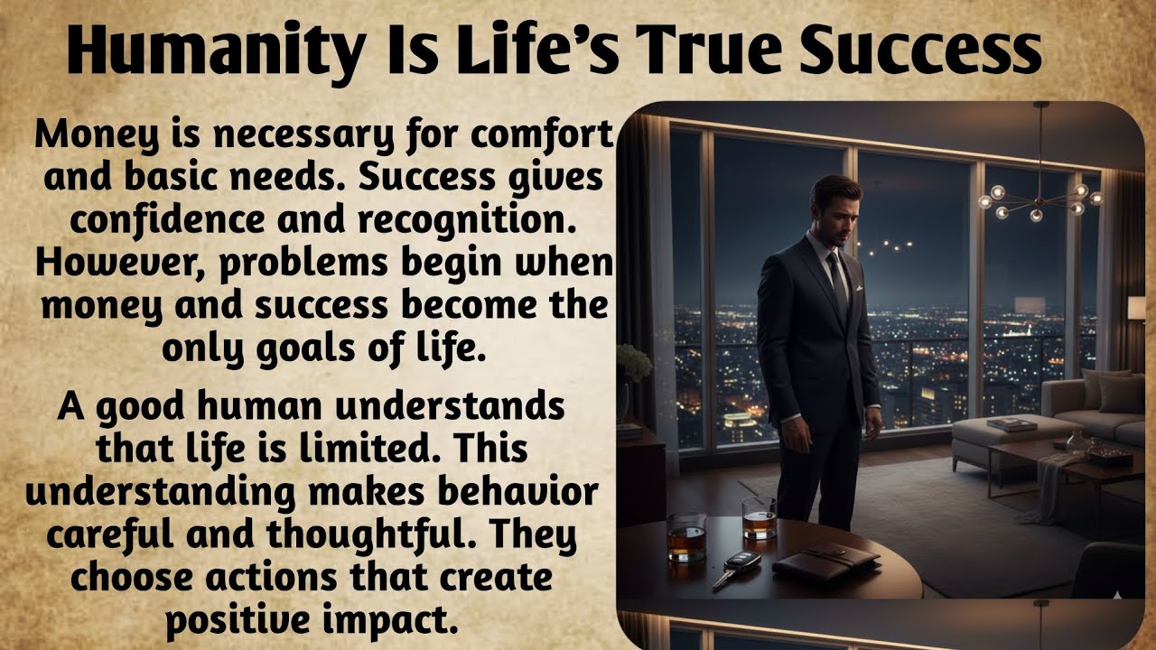 Humanity Is Life’s True Success |learn English| Improve Your English Fluency #englishvocab #language