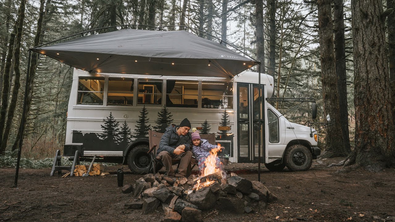 Pacific Northwest Vanlife Camping, & Campfire Cooking, In our School Bus Conversion