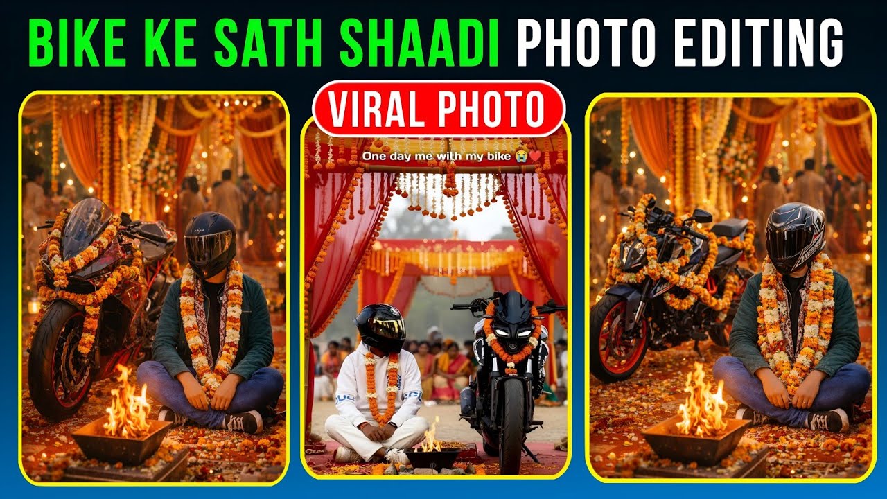 AI Se Bike Wedding Photo Kaise Banaye | New Trending AI Photo Editing 🔥