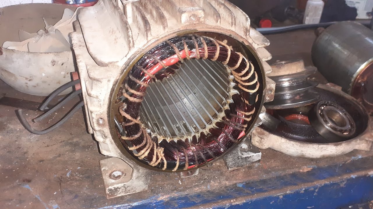 MOTOR 3CV TRIFÁSICO 4 POLOS MAQUINA LAVADORA. QUEIMA POR FALTA DE FASE  .PARTE 01