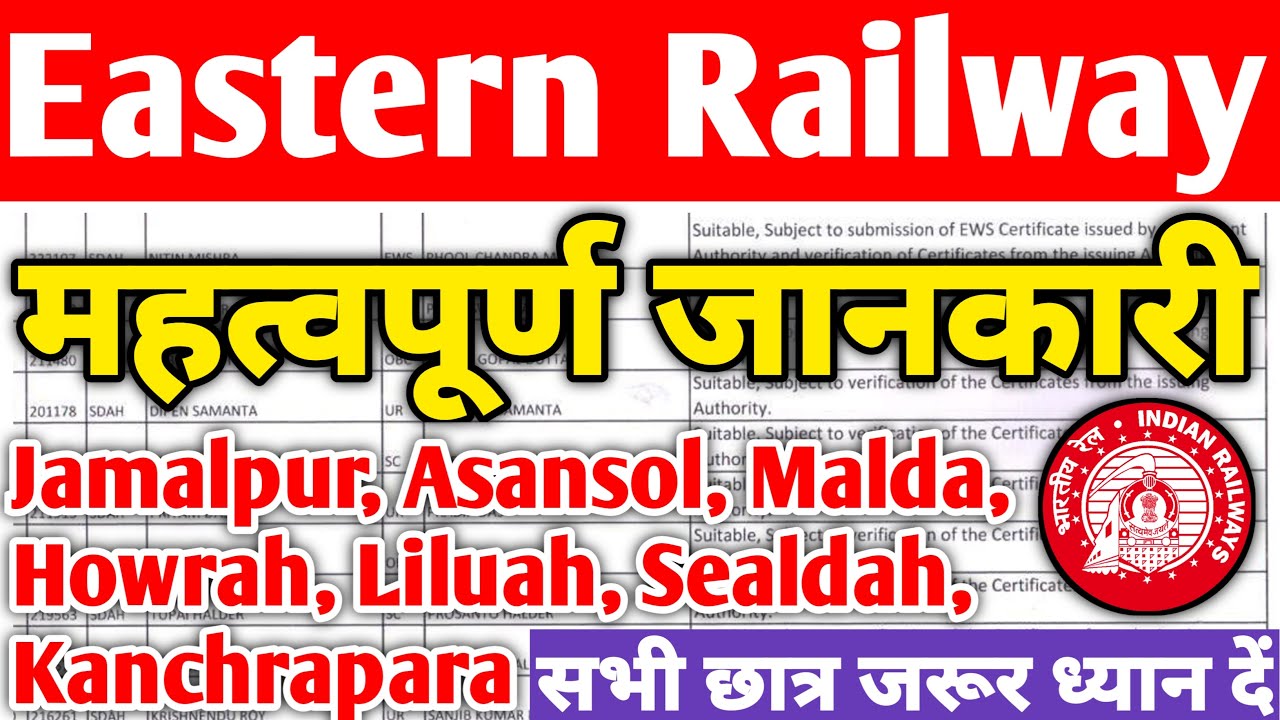Eastern Railway Apprentice 2022 | Merit List, Cutoff, Joining महत्वपूर्ण जानकारी, Railway Apprentice