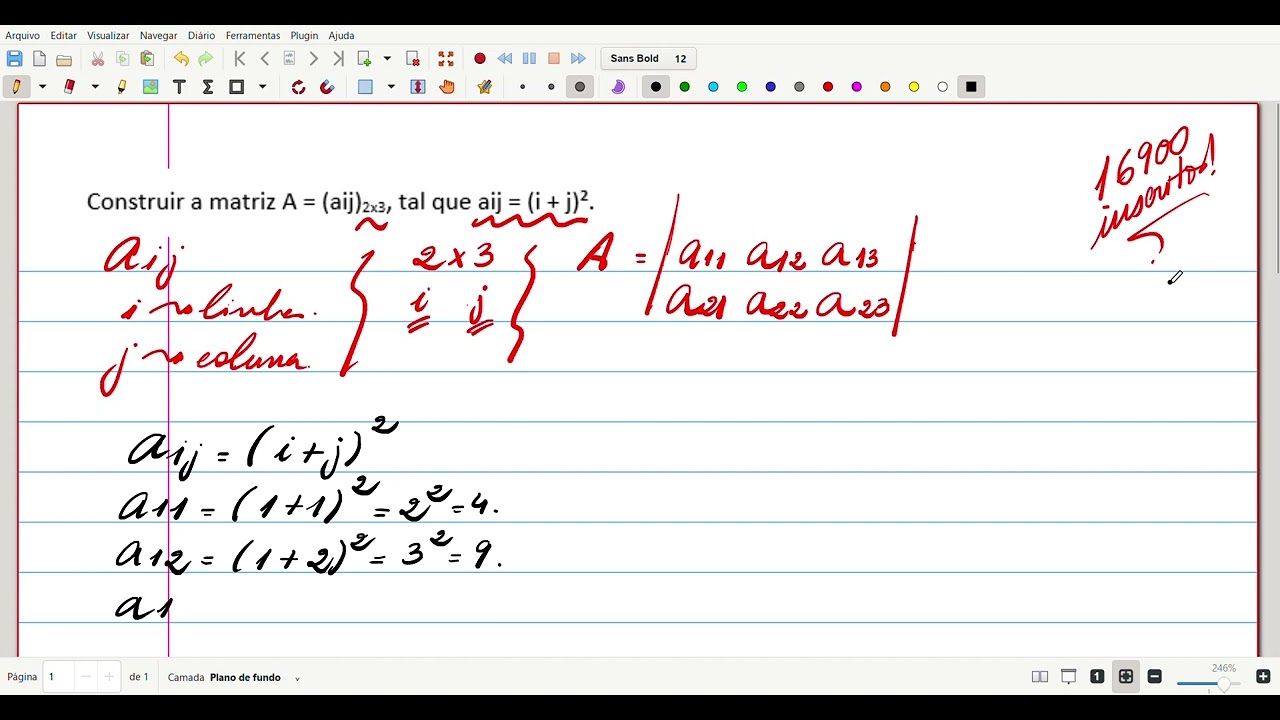 Construir a matriz A = (aij)2x3, tal que aij = (i + j)².